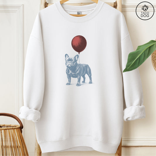 French Bulldog Frenchie Balloon Sweatshirt White M Taco-Dog