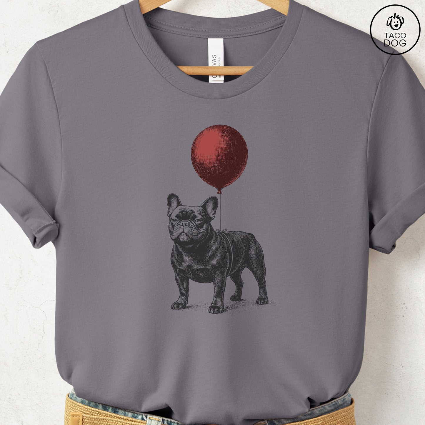 French Bulldog Frenchie Balloon T-Shirt Storm S Taco-Dog
