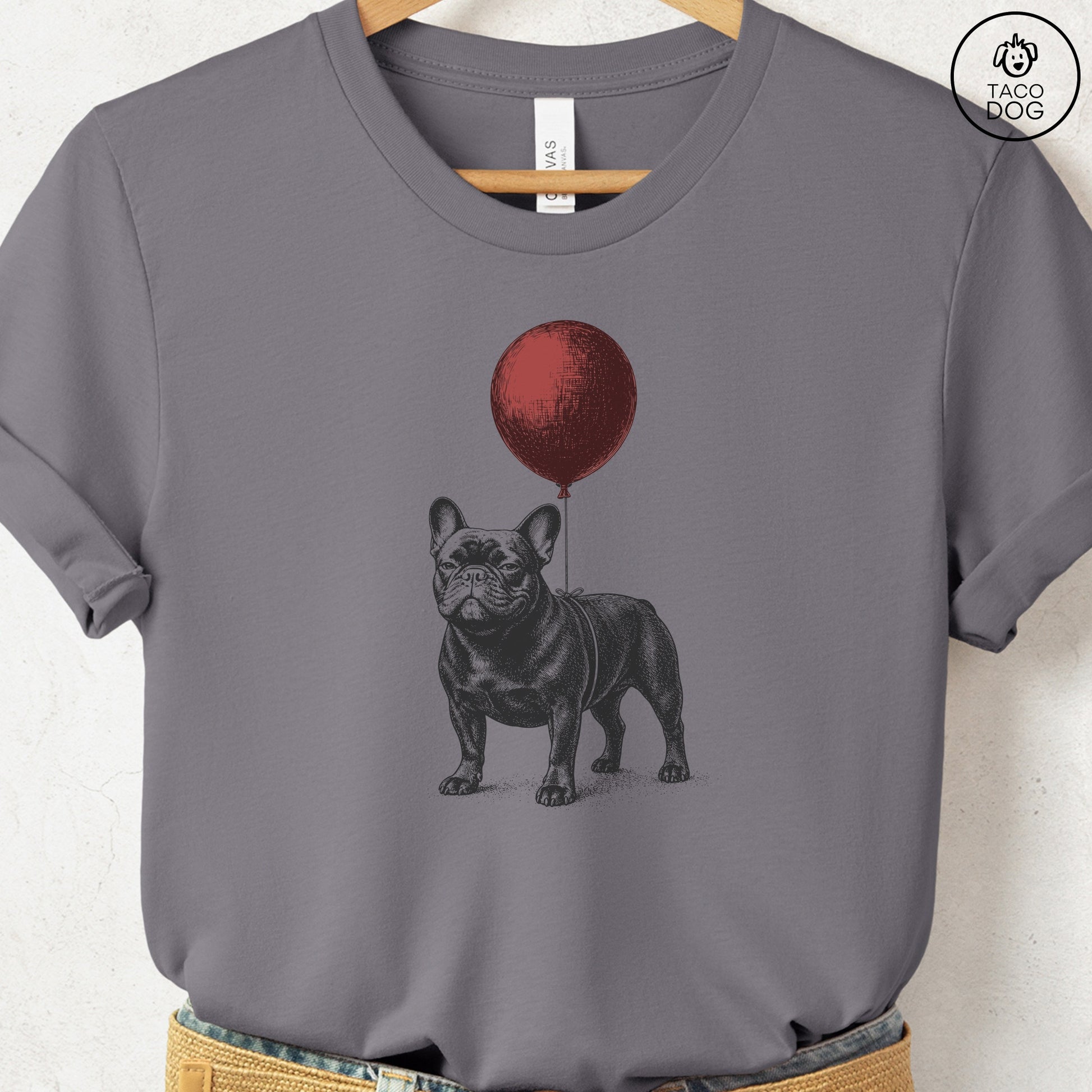 French Bulldog Frenchie Balloon T-Shirt Storm S Taco-Dog