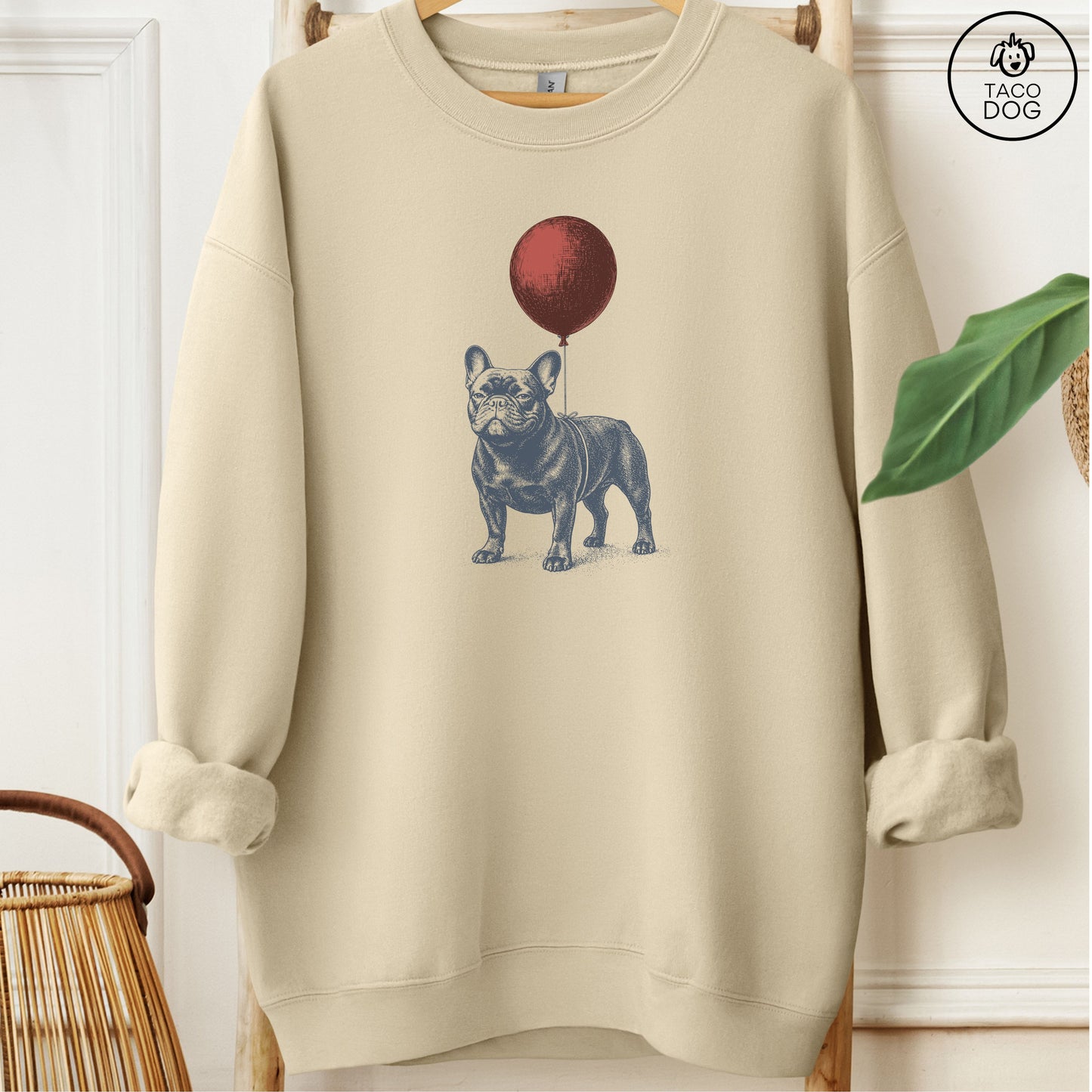 French Bulldog Frenchie Balloon Sweatshirt Sand M Taco-Dog
