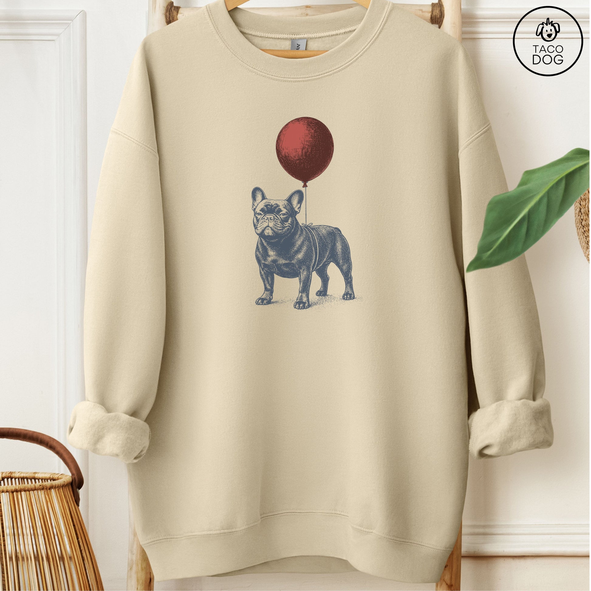 French Bulldog Frenchie Balloon Sweatshirt Sand M Taco-Dog