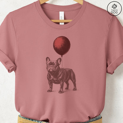 French Bulldog Frenchie Balloon T-Shirt Heather Mauve S Taco-Dog