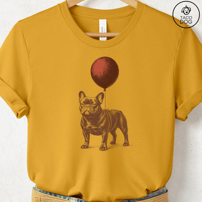 French Bulldog Frenchie Balloon T-Shirt Mustard S Taco-Dog