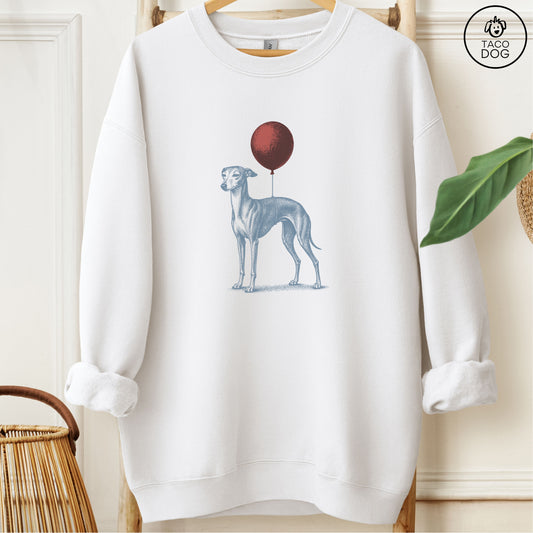 Italian Greyhound Whippet Balloon Sweatshirt White M Taco-Dog