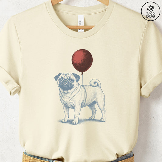 Pug Balloon T-Shirt Natural S Taco-Dog