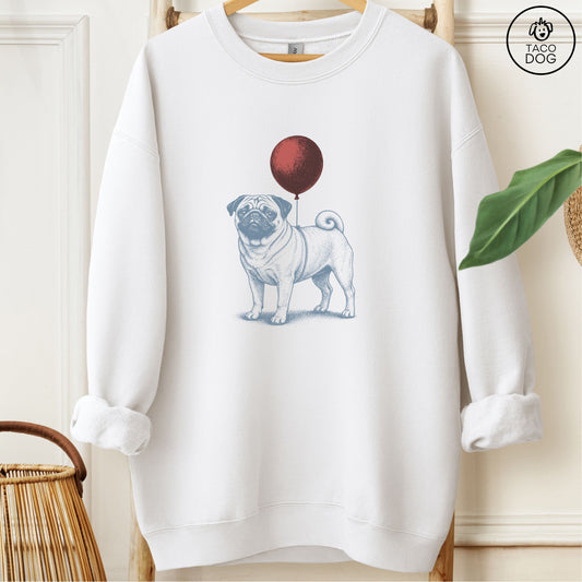 Pug Balloon Sweatshirt White M Taco-Dog