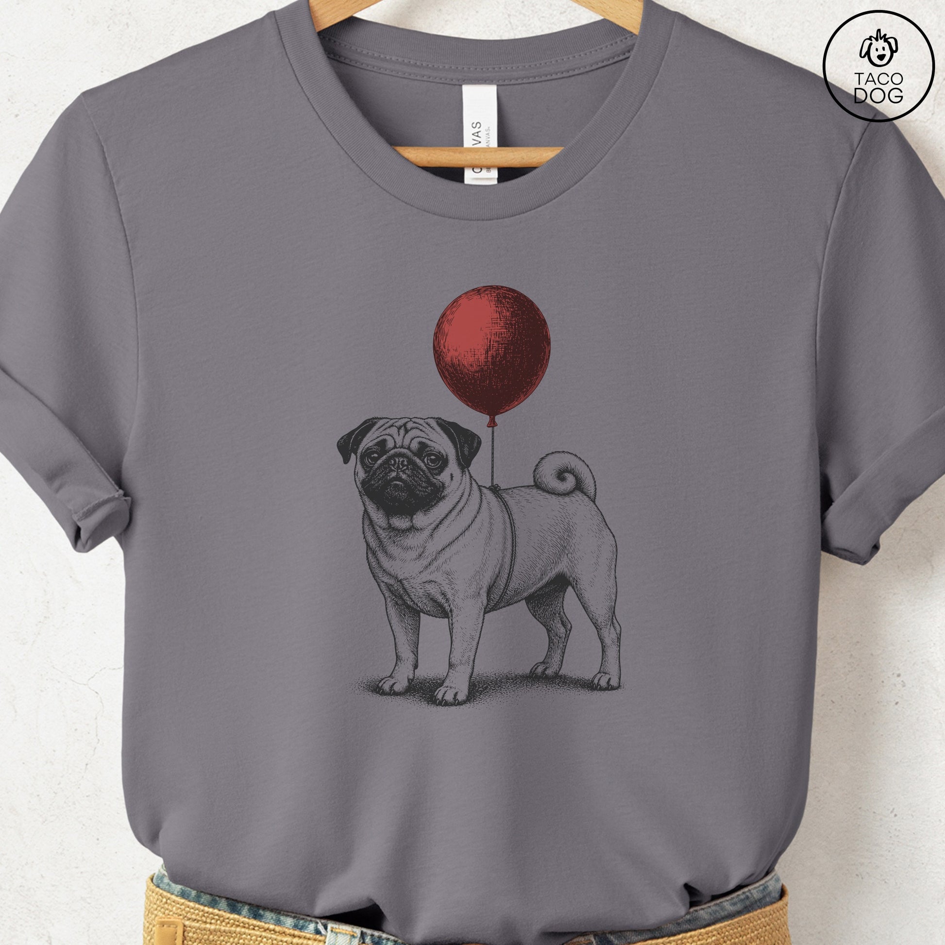 Pug Balloon T-Shirt Storm S Taco-Dog