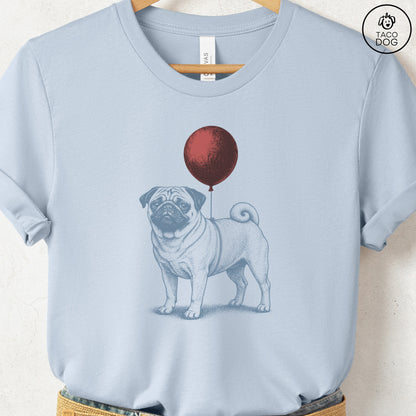 Pug Balloon T-Shirt Light Blue S Taco-Dog