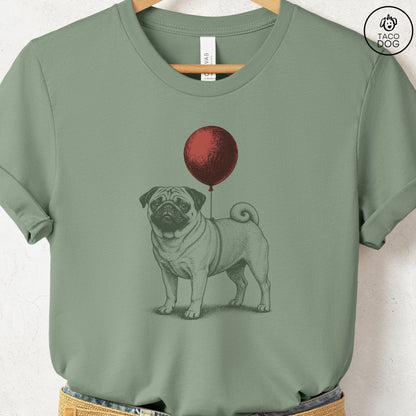 Pug Balloon T-Shirt Sage S Taco-Dog
