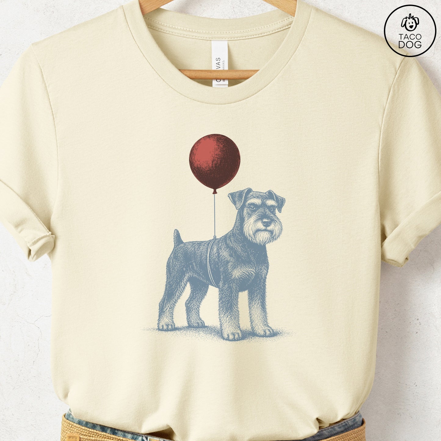 Schnauzer Balloon T-Shirt Natural S Taco-Dog