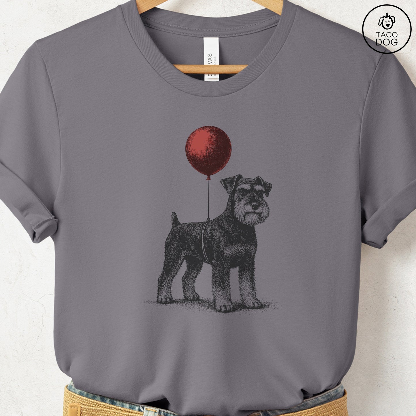 Schnauzer Balloon T-Shirt Storm S Taco-Dog
