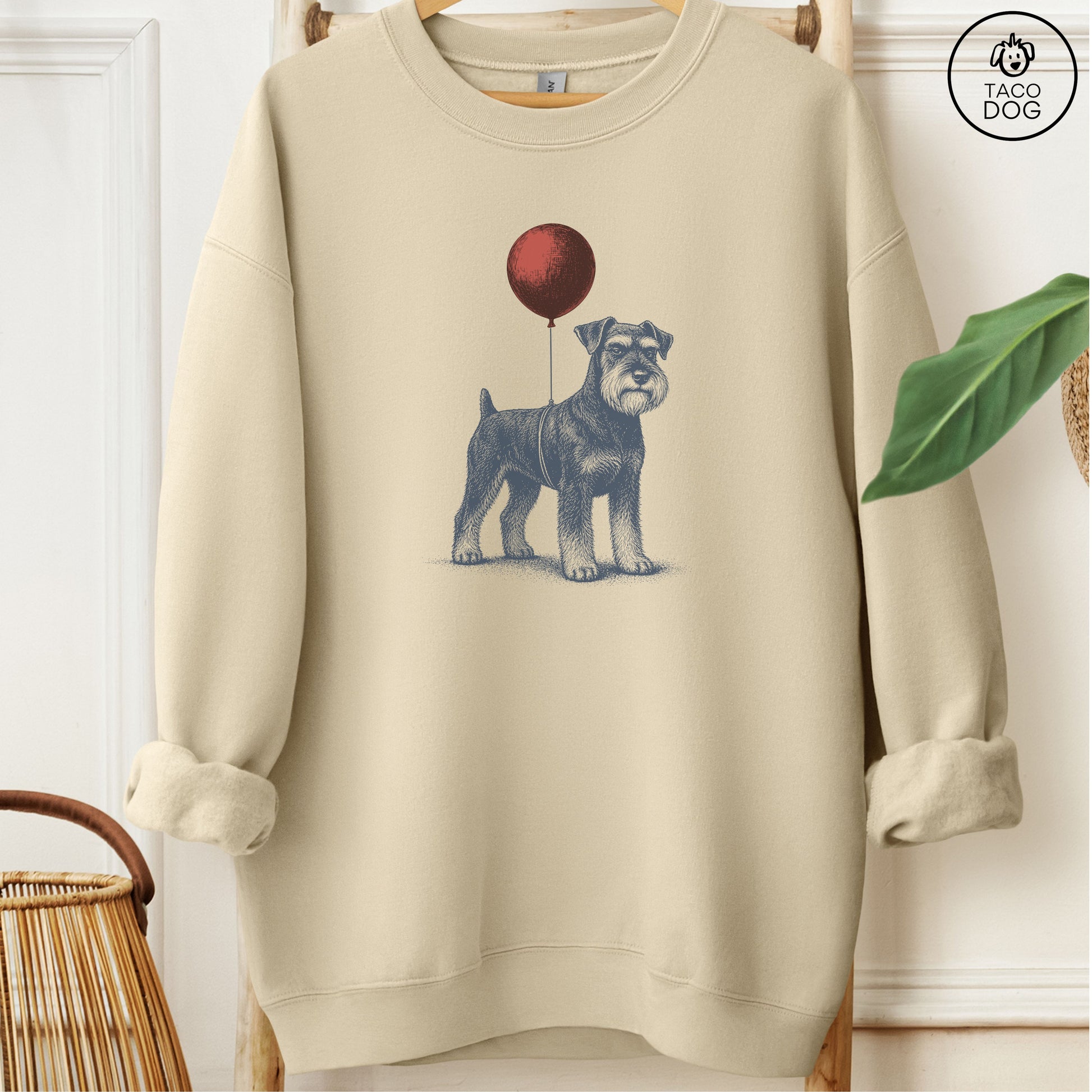 Schnauzer Balloon Sweatshirt Sand M Taco-Dog