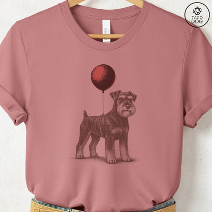 Schnauzer Balloon T-Shirt Heather Mauve S Taco-Dog