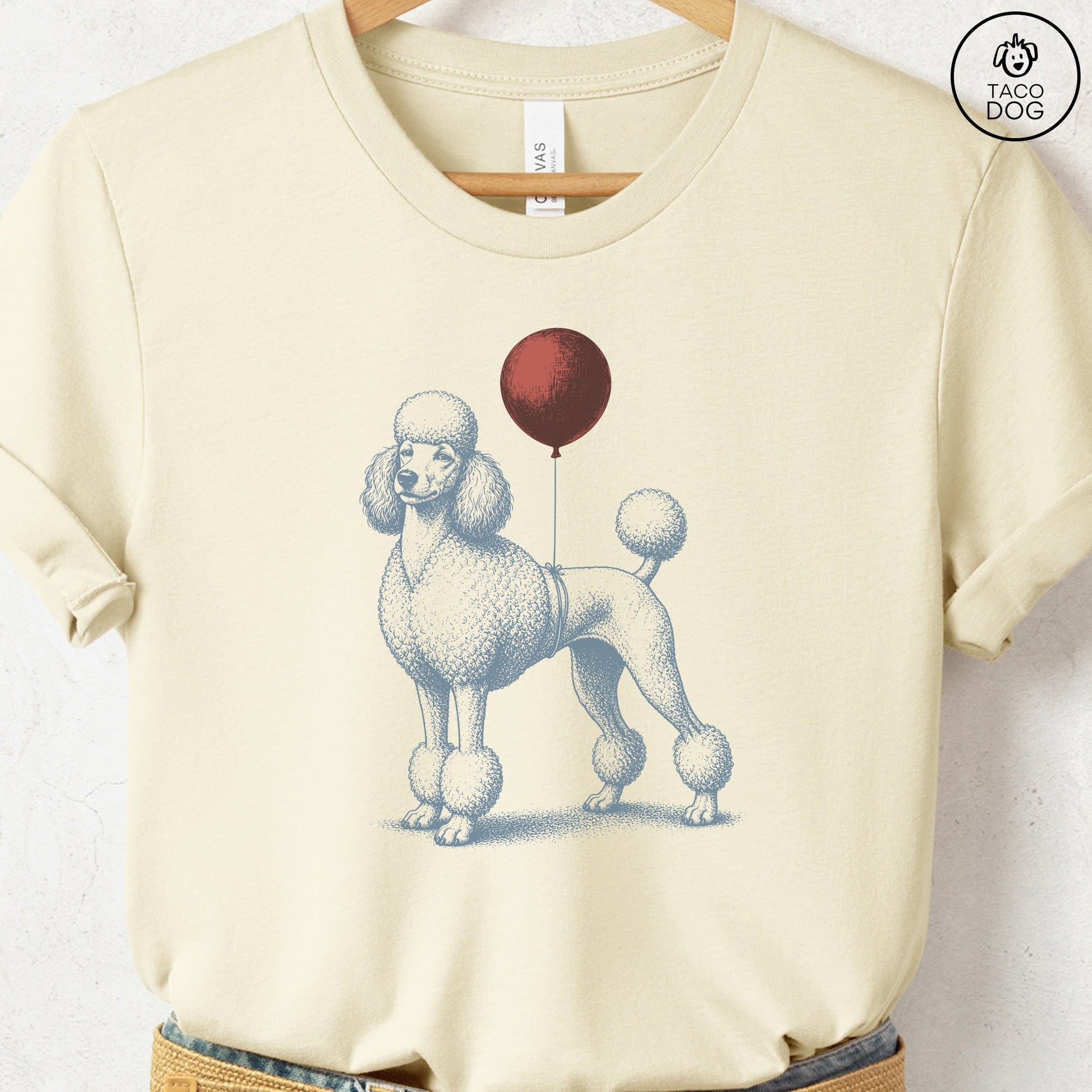 Poodle Balloon T-Shirt Natural S Taco-Dog