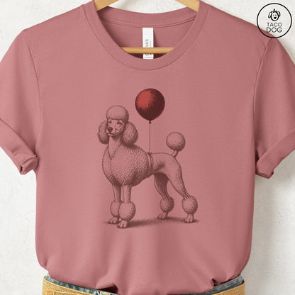 Poodle Balloon T-Shirt Heather Mauve S Taco-Dog