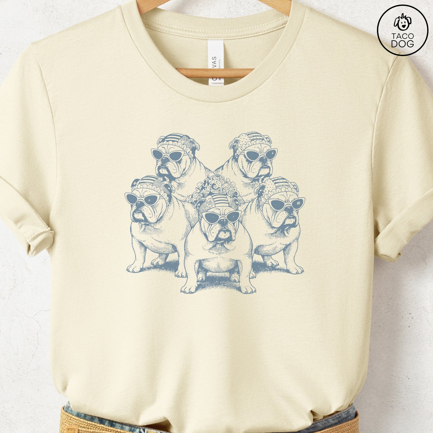 English Bulldogs Bathing Beauties T-Shirt Natural S Taco-Dog