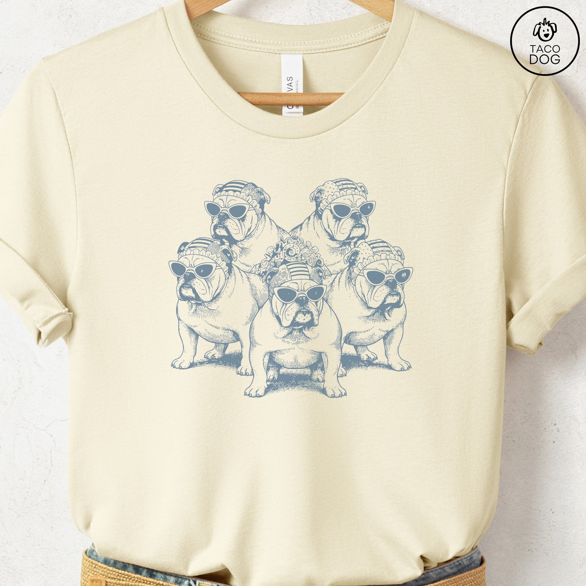 English Bulldogs Bathing Beauties T-Shirt Natural S Taco-Dog