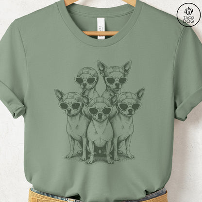 Chihuahua Bathing Beauties T-Shirt Sage S Taco-Dog