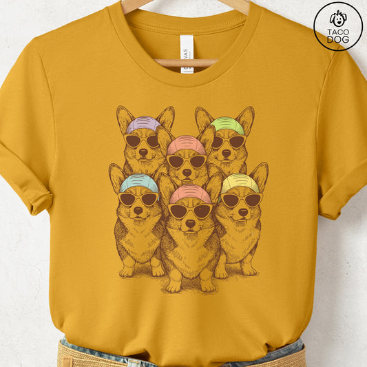 Corgi Bathing Beauties T-Shirt Mustard S Taco-Dog
