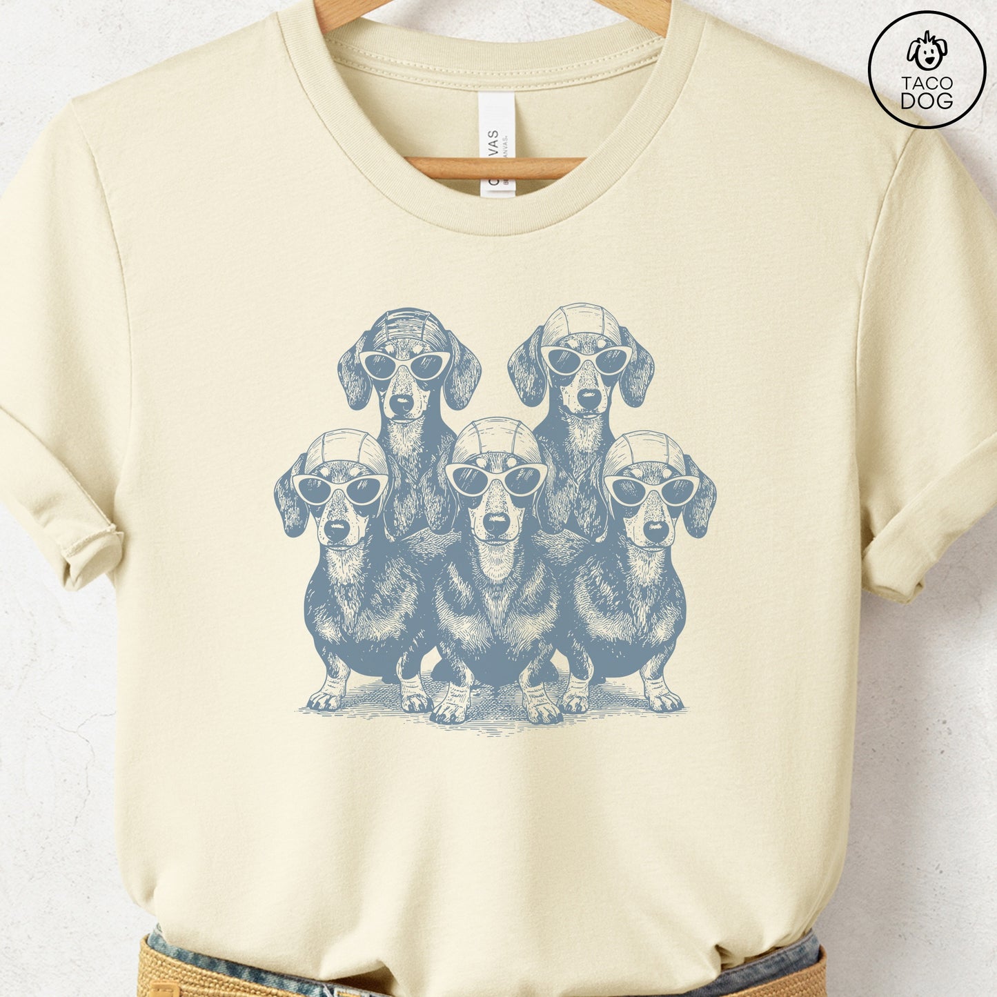 Dachshund Bathing Beauties T-Shirt Natural S Taco-Dog