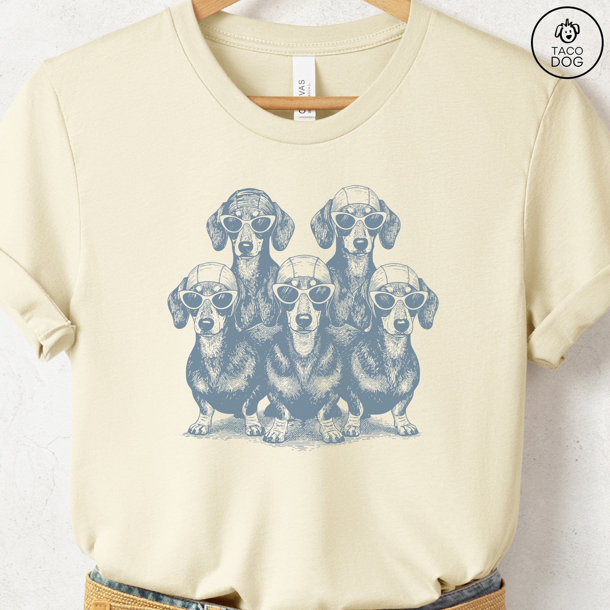 Dachshund Bathing Beauties T-Shirt Natural S Taco-Dog