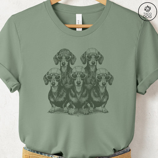 Dachshund Bathing Beauties T-Shirt Sage S Taco-Dog