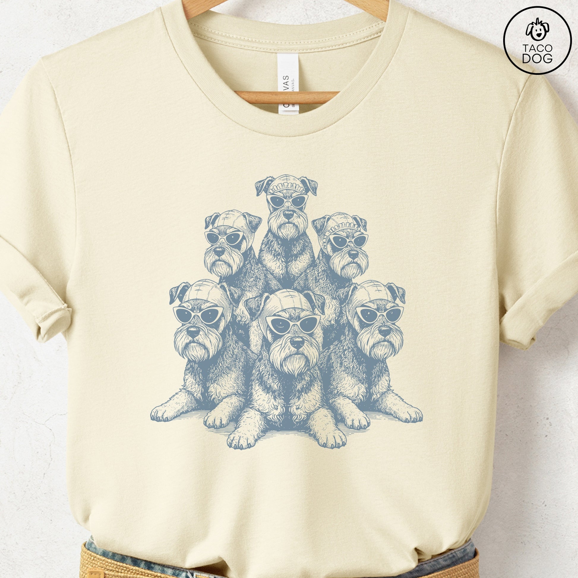 Schnauzer Bathing Beauties T-Shirt Natural S Taco-Dog
