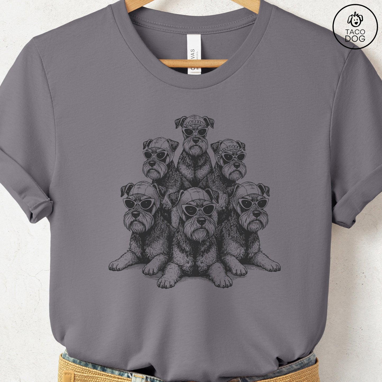 Schnauzer Bathing Beauties T-Shirt Storm S Taco-Dog
