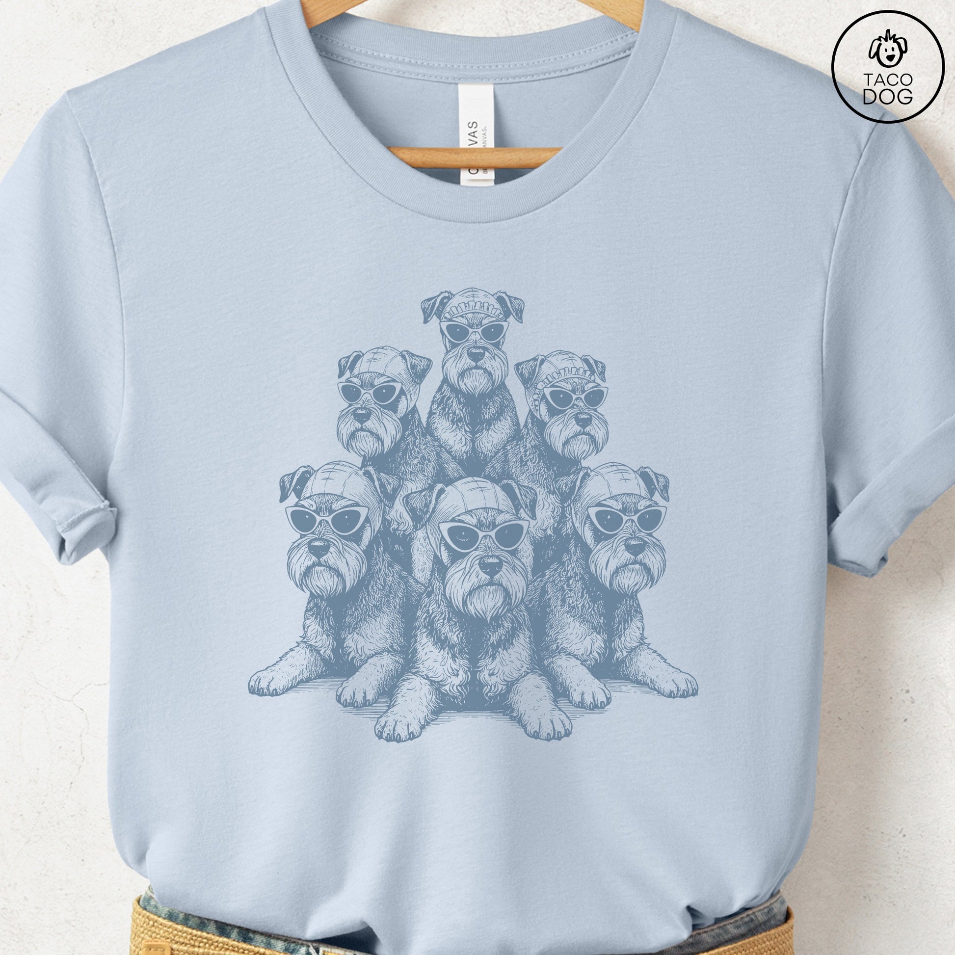 Schnauzer Bathing Beauties T-Shirt Light Blue S Taco-Dog