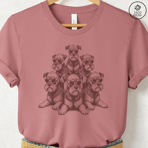 Schnauzer Bathing Beauties T-Shirt Heather Mauve Taco-Dog