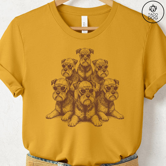 Schnauzer Bathing Beauties T-Shirt Mustard S Taco-Dog