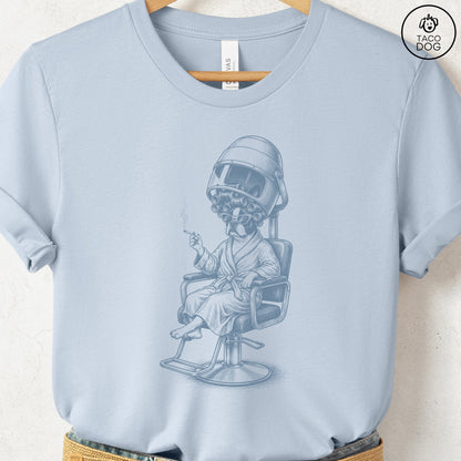 Boston Terrier Beauty Shop T-Shirt Light Blue S Taco-Dog