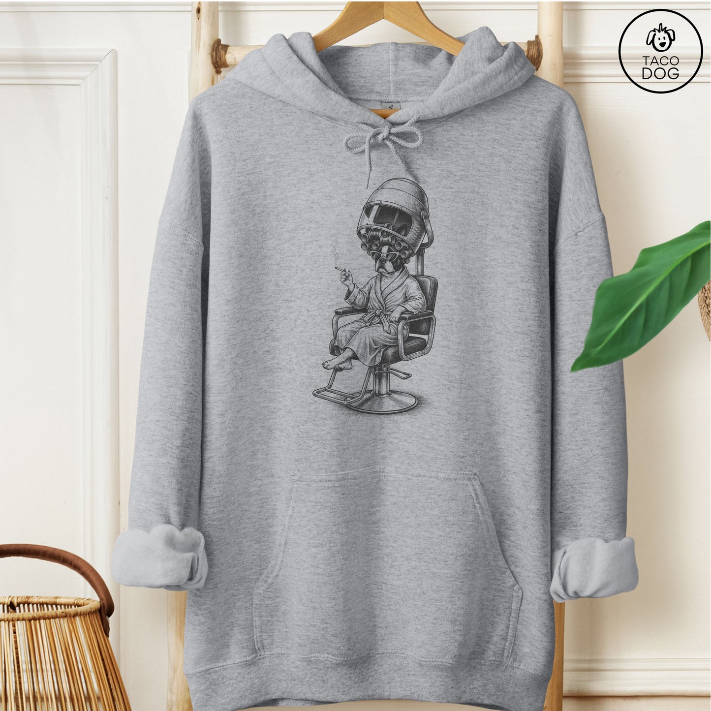 Boston Terrier Beauty Shop Hoodie Graphite Heather M Taco-Dog