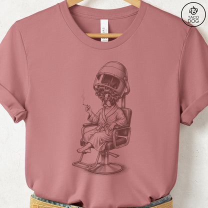 Boston Terrier Beauty Shop T-Shirt Heather Mauve S Taco-Dog