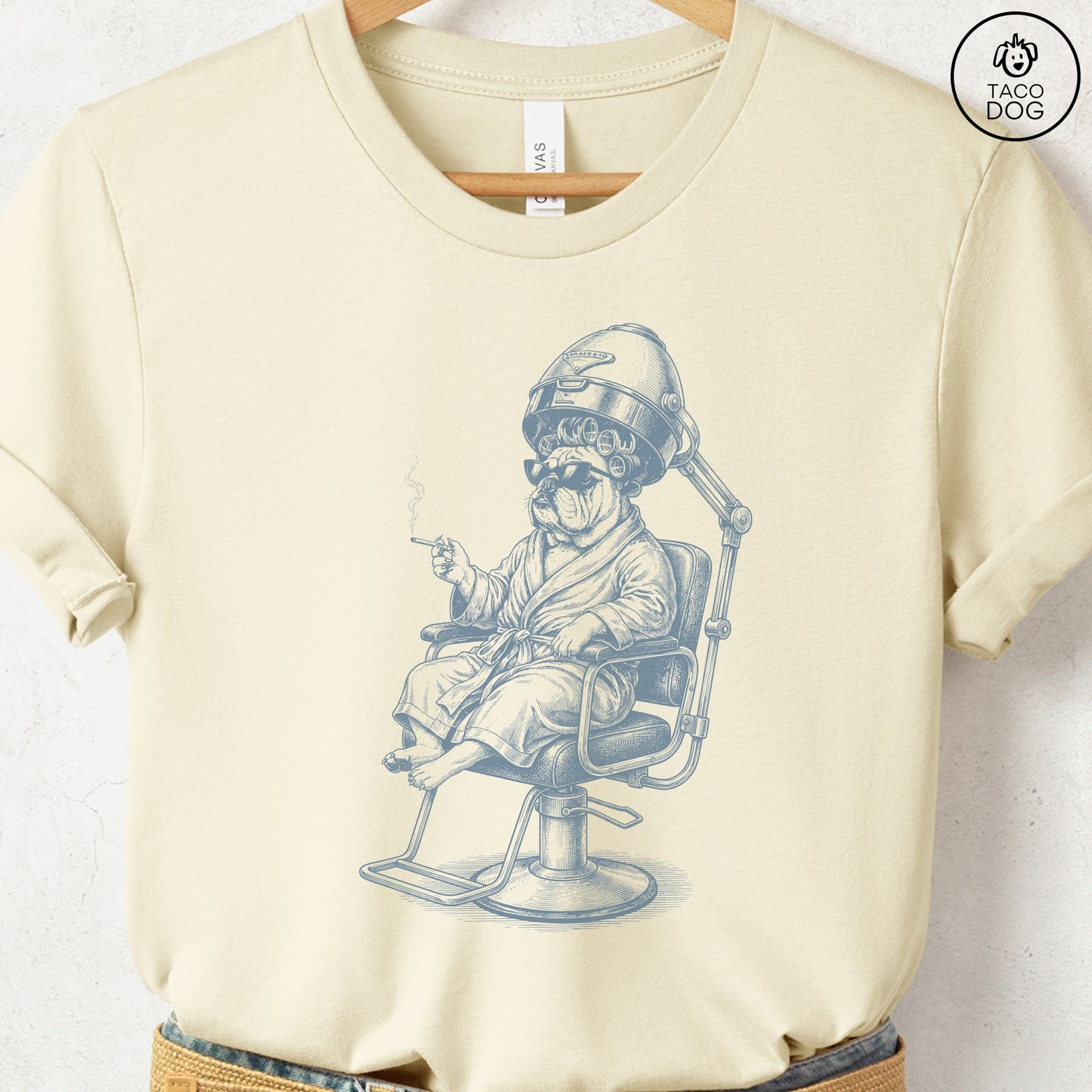 English Bulldog Beauty Shop T-Shirt Natural S Taco-Dog
