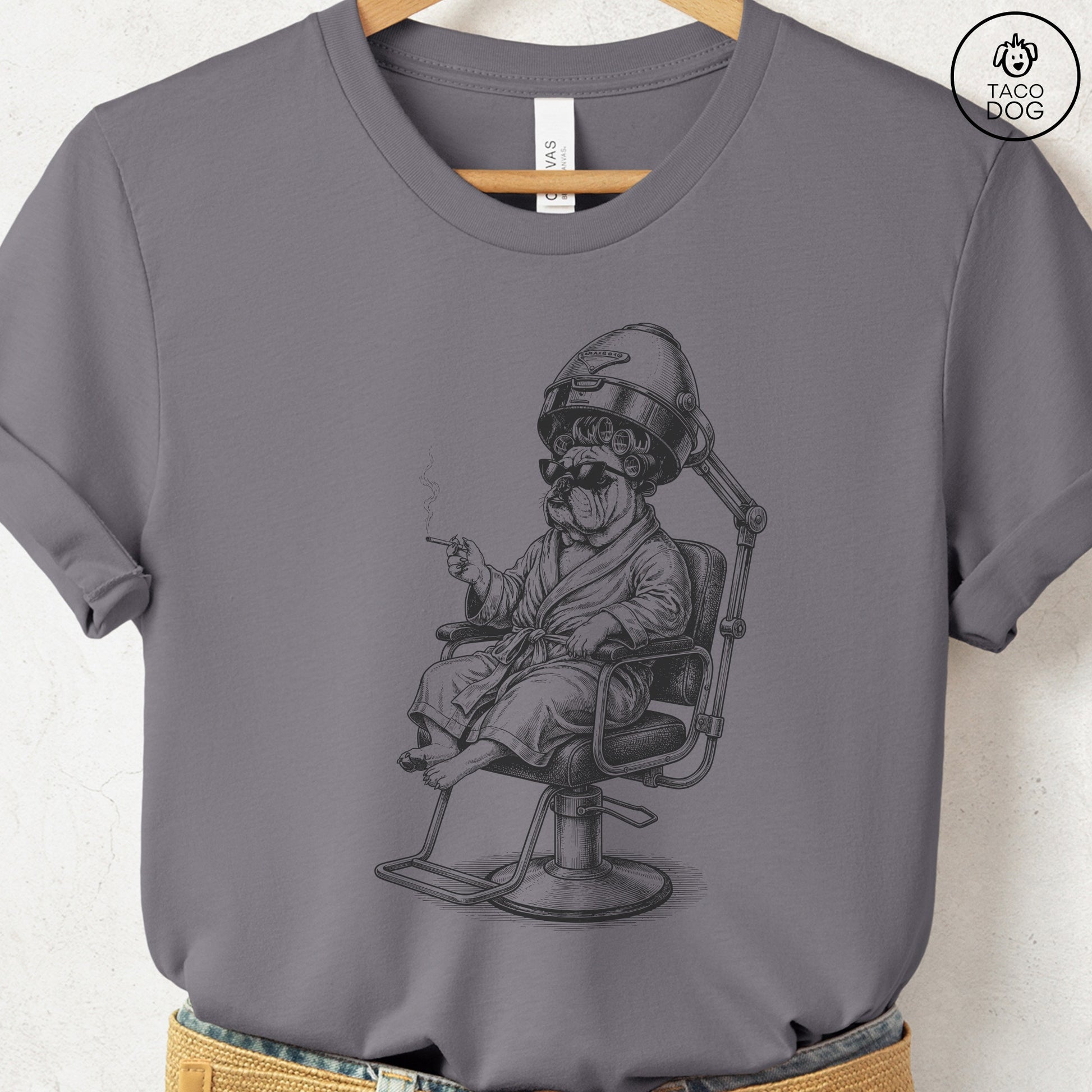 English Bulldog Beauty Shop T-Shirt Storm S Taco-Dog