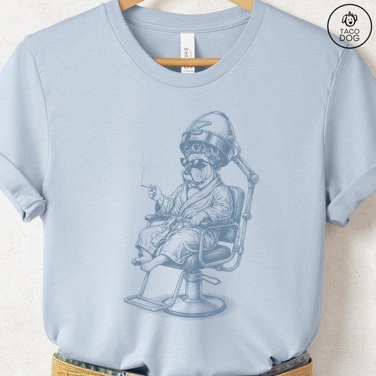 English Bulldog Beauty Shop T-Shirt Light Blue S