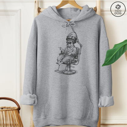 English Bulldog Beauty Shop Hoodie Graphite Heather M Taco-Dog