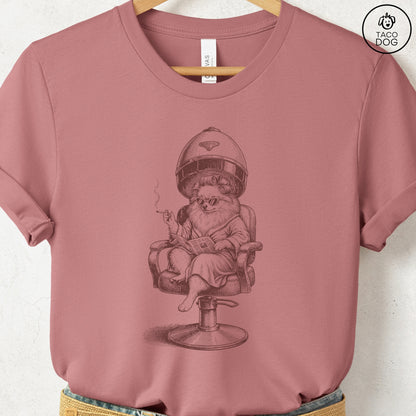 Pomeranian Beauty Shop T-Shirt Heather Mauve S Taco-Dog