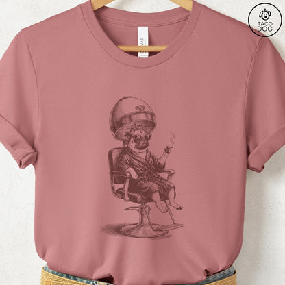 Pug Beauty Shop T-Shirt Heather Mauve S Taco-Dog