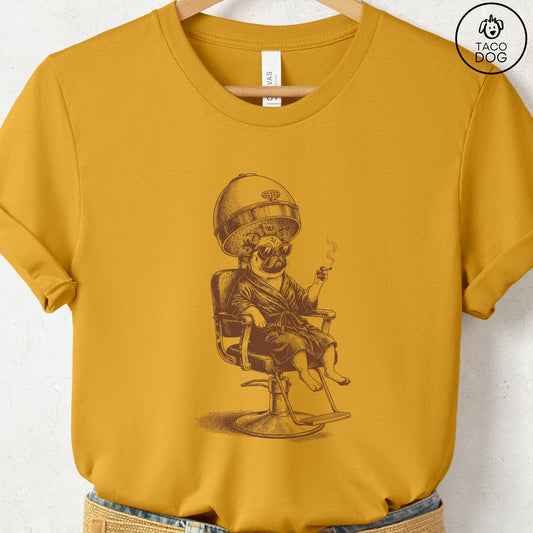 Pug Beauty Shop T-Shirt Mustard S