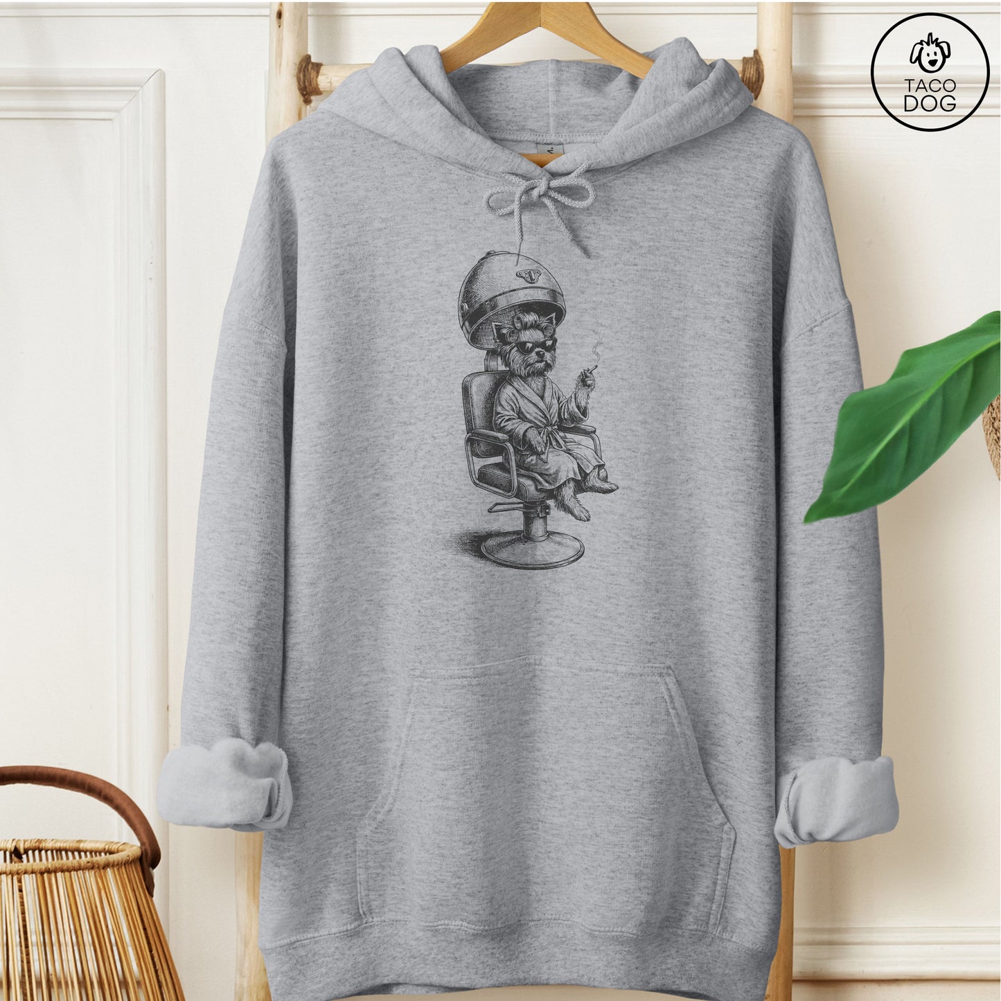 Yorkshire Terrier Yorkie Beauty Shop Hoodie Graphite Heather Taco-Dog