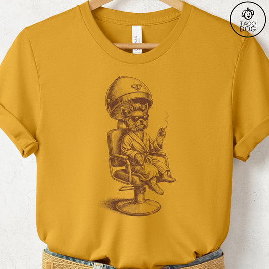 Yorkshire Terrier Yorkie Beauty Shop T-Shirt Mustard S