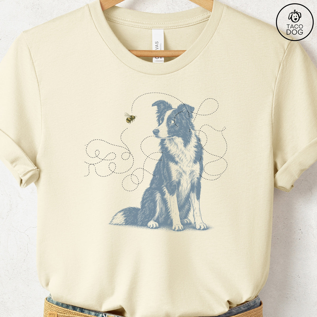 Border Collie Bee T-Shirt Natural Taco-Dog