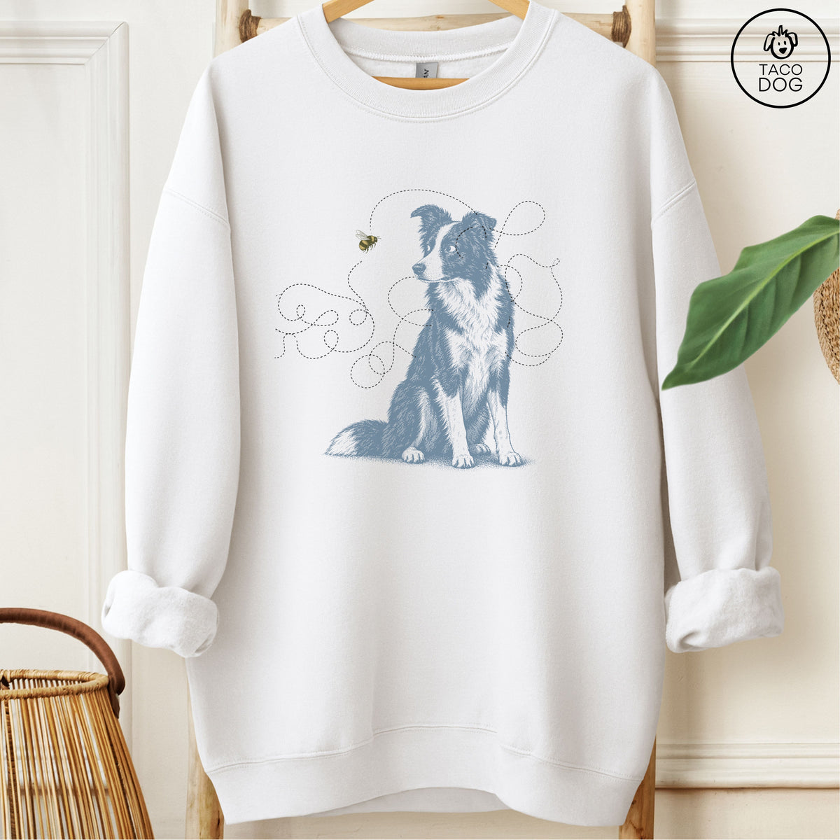 Border Collie Bee Sweatshirt White Taco-Dog