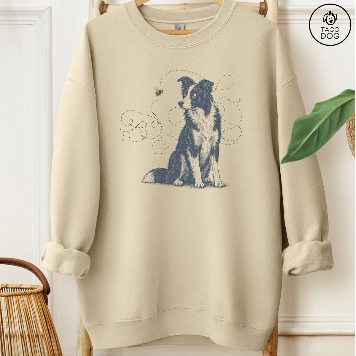 Border Collie Bee Sweatshirt Sand Taco-Dog