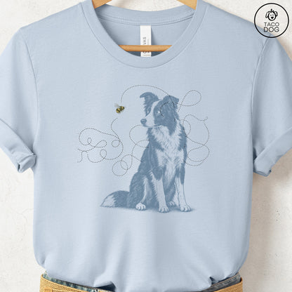 Border Collie Bee T-Shirt Light Blue Taco-Dog