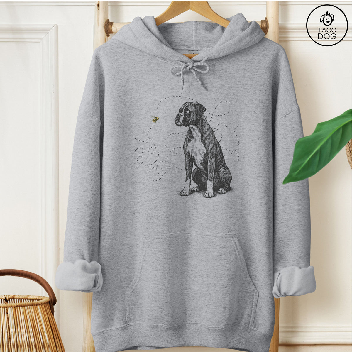 Boxer Bee Hoodie Graphite Heather Taco-Dog