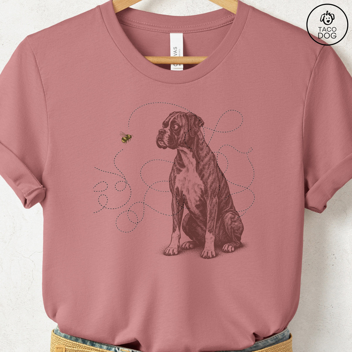 Boxer Bee T-Shirt Heather Mauve Taco-Dog