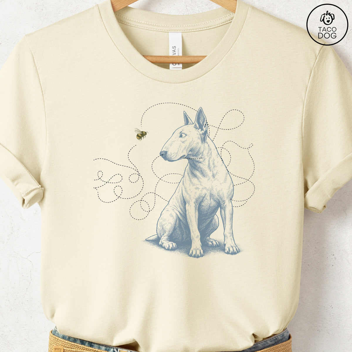 Bull Terrier Bee T-Shirt Natural Taco-Dog